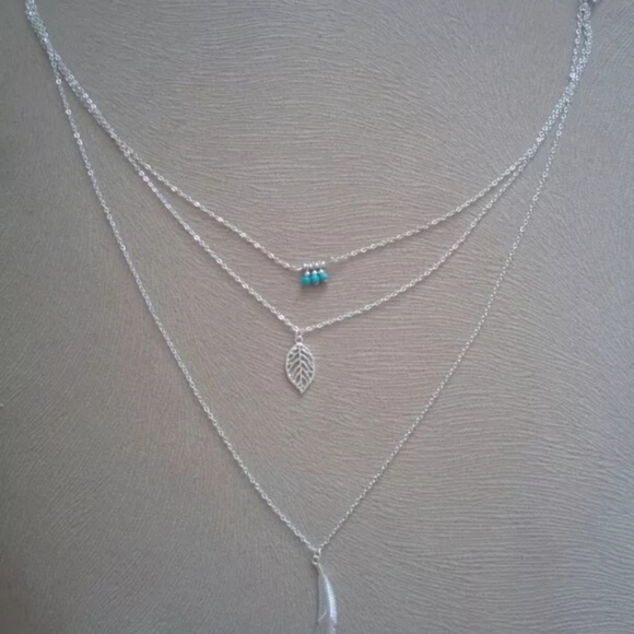 NWOT Three Layer Feather Necklace - Picture 6 of 6